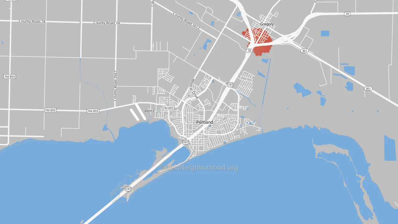 Transit Grade map of Portland, TX