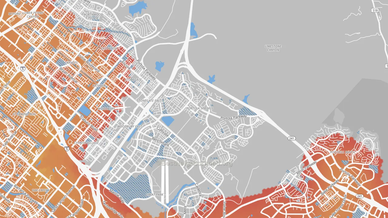 Transit Grade map of Portola Springs, Irvine, CA