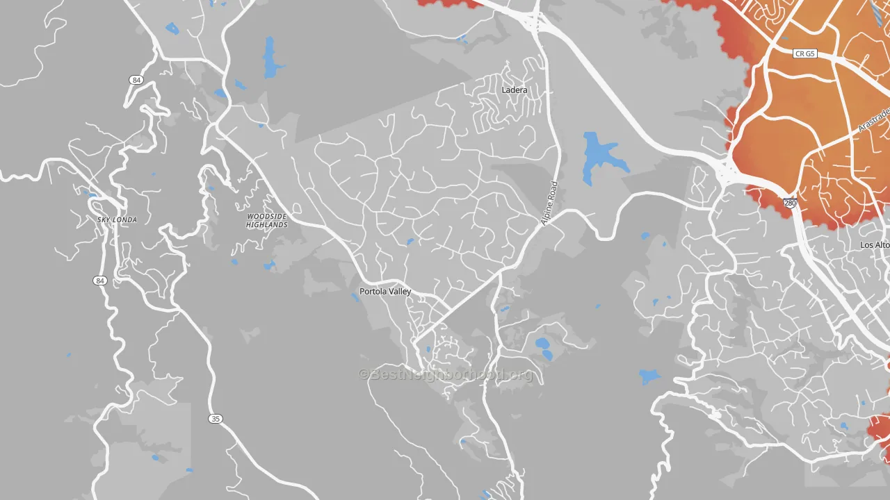 Transit Grade map of Portola Valley, CA