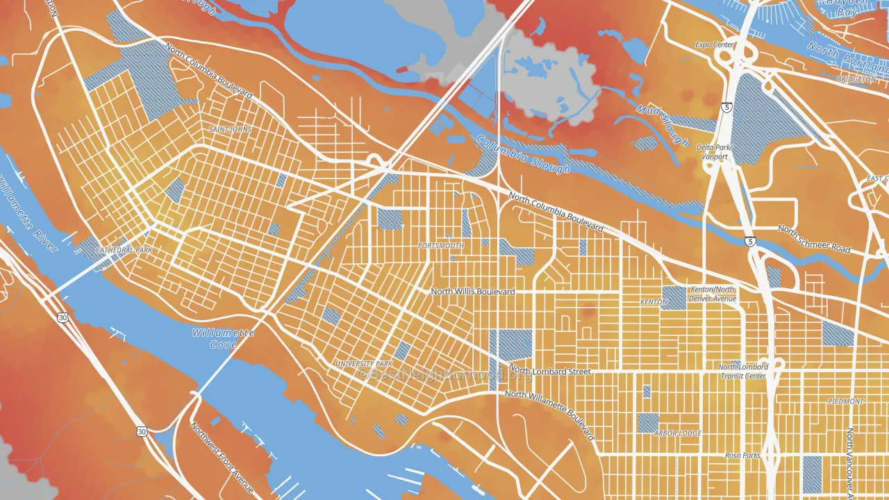 Transit Grade map of Portsmouth, Portland, OR
