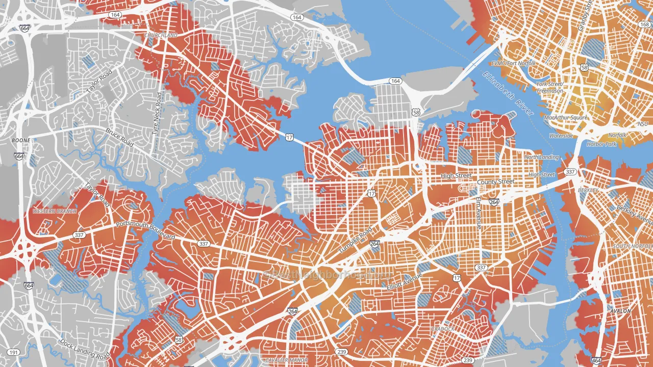 Transit Grade map of Portsmouth, VA