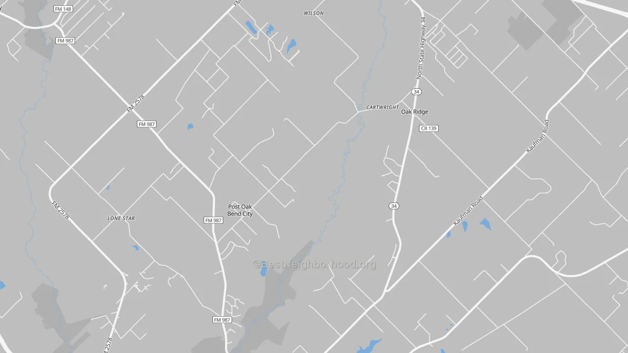Transit Grade map of Post Oak Bend City, TX