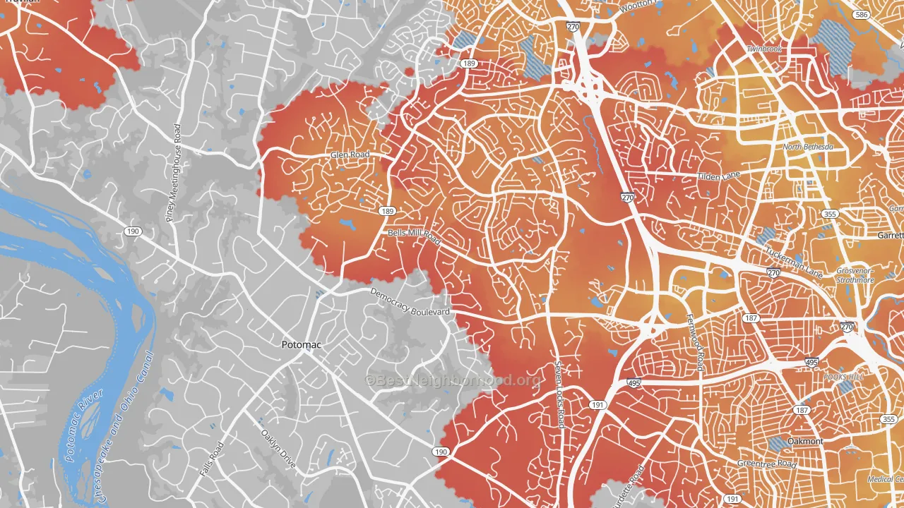 Transit Grade map of Potomac, MD