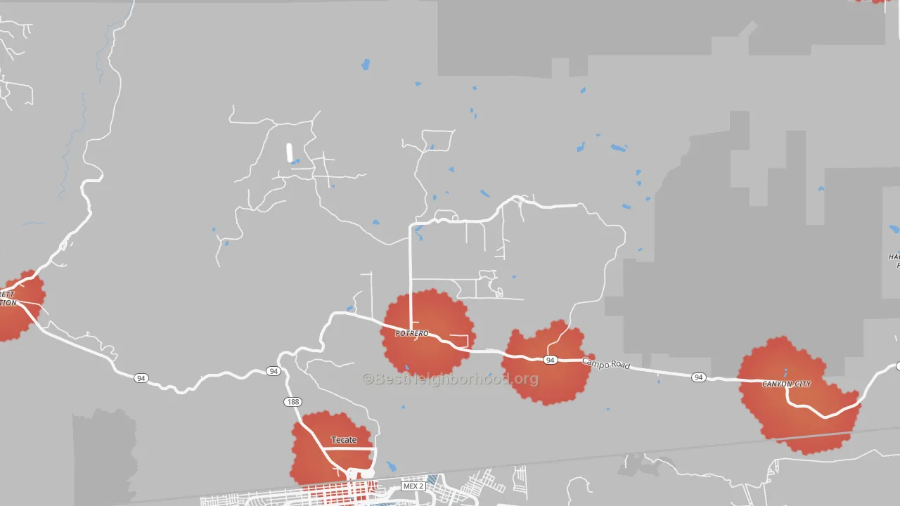 Transit Grade map of Potrero, CA