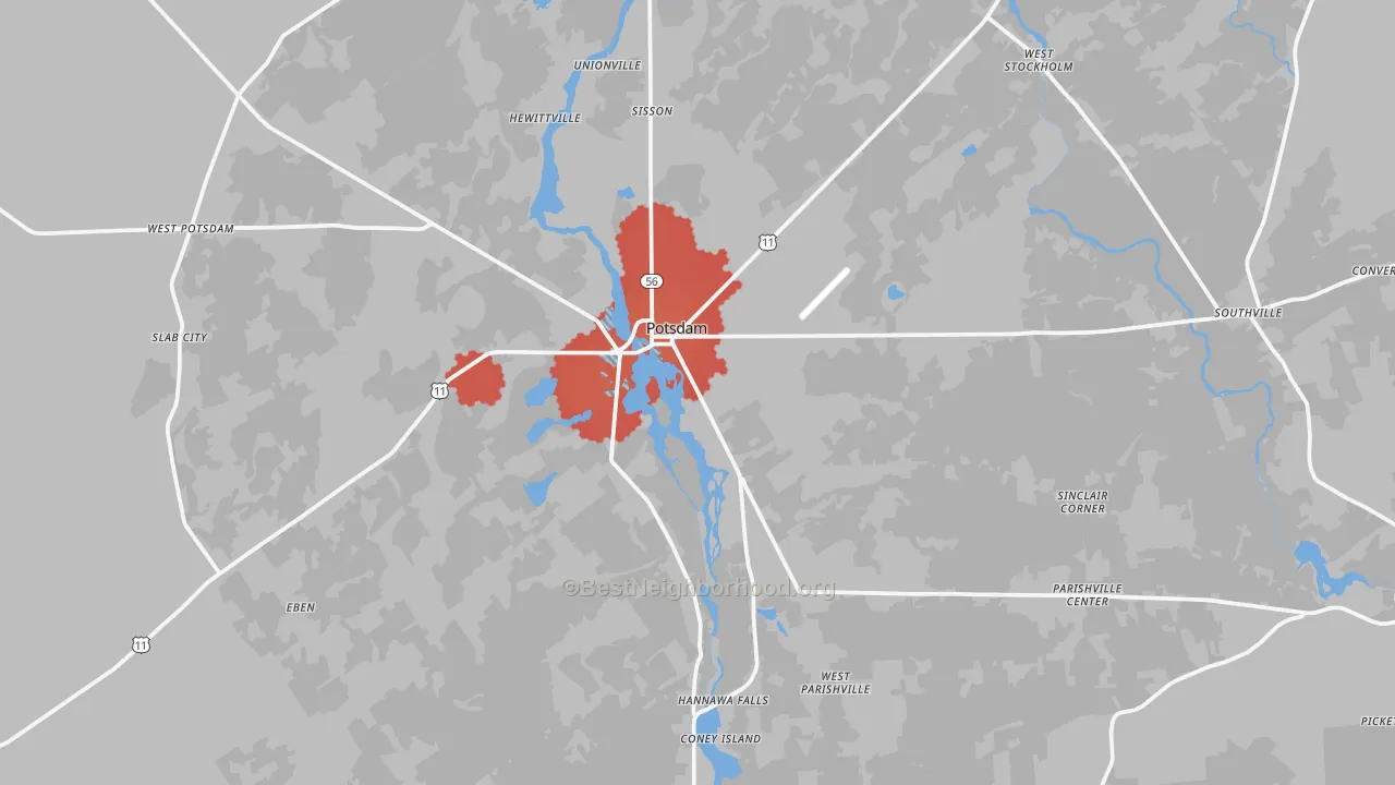 Transit Grade map of Potsdam, NY