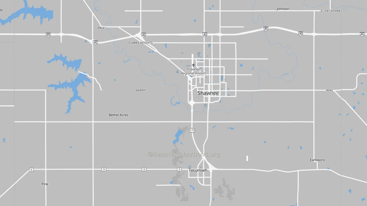 Transit Grade map of Pottawatomie County, OK