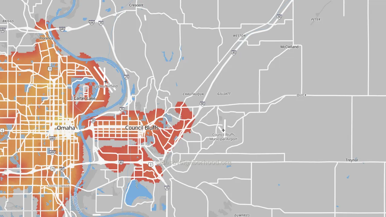 Transit Grade map of Pottawattamie County, IA