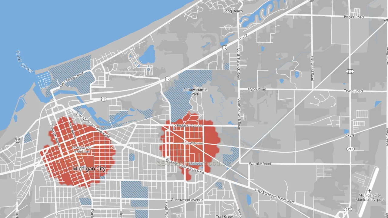 Transit Grade map of Pottawattamie Park, IN
