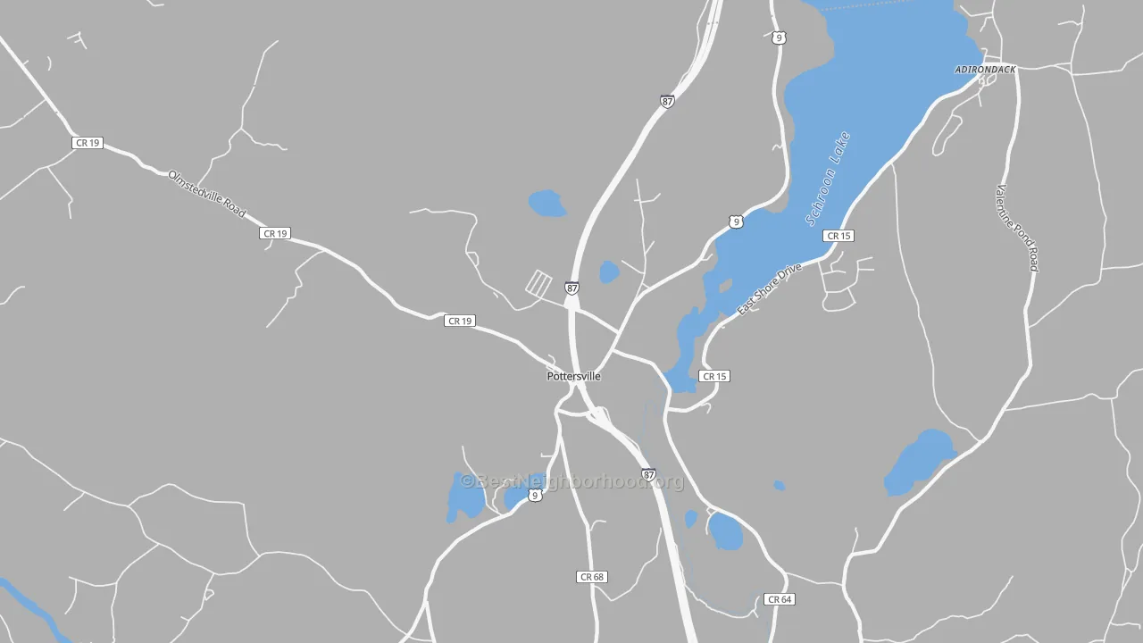 Transit Grade map of Pottersville, NY