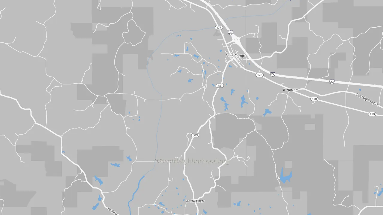 Transit Grade map of Potts Camp, MS