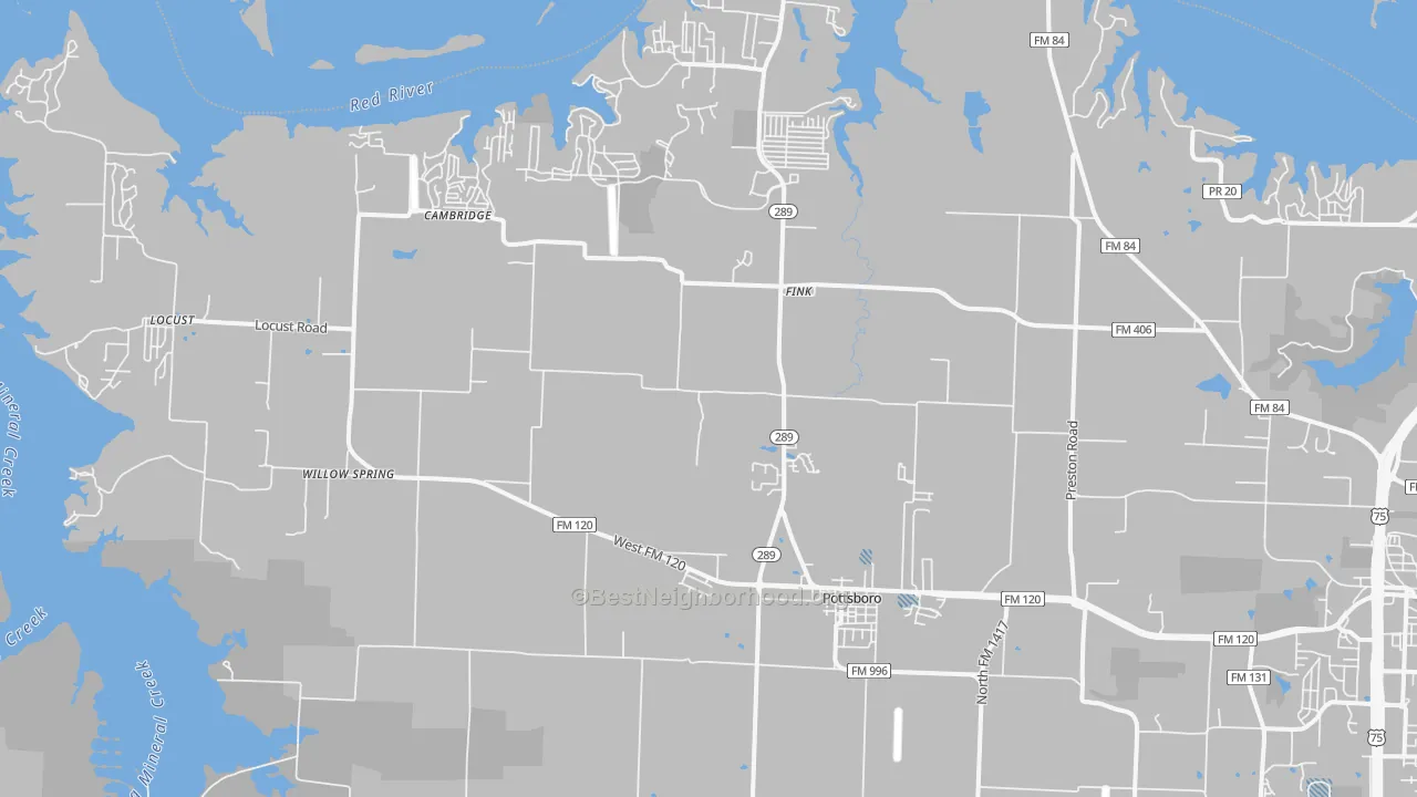 Transit Grade map of Pottsboro, TX