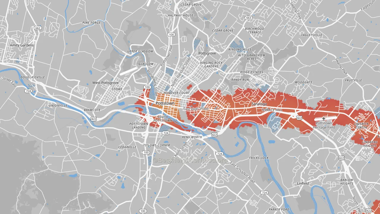 Transit Grade map of Pottstown, PA
