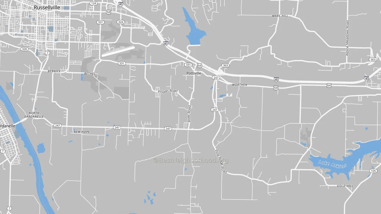 Transit Grade map of Pottsville, AR