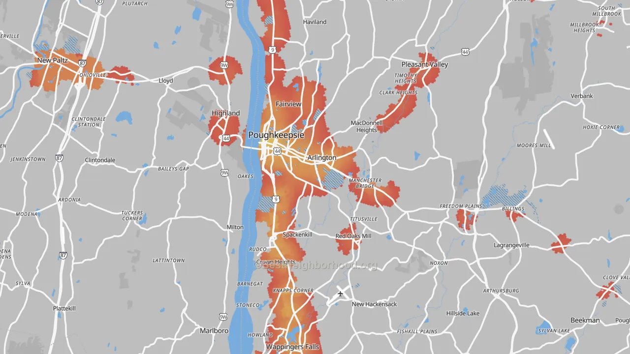 Transit Grade map of Poughkeepsie, NY