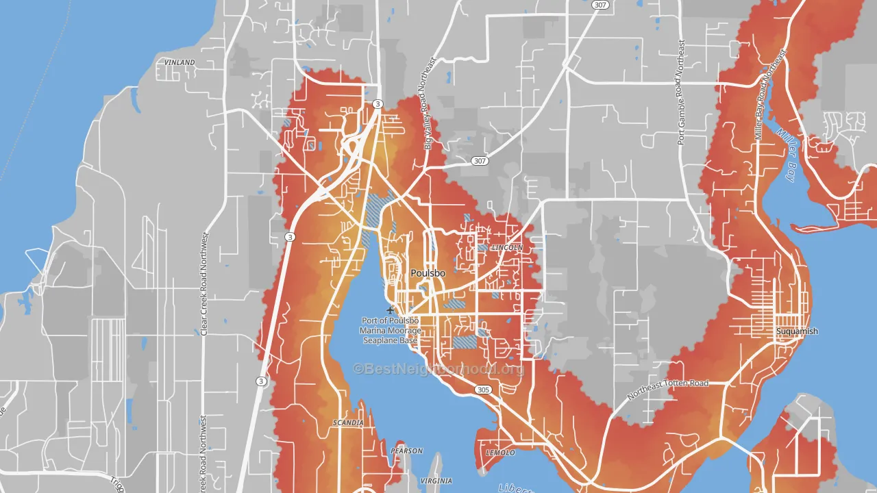 Transit Grade map of Poulsbo, WA