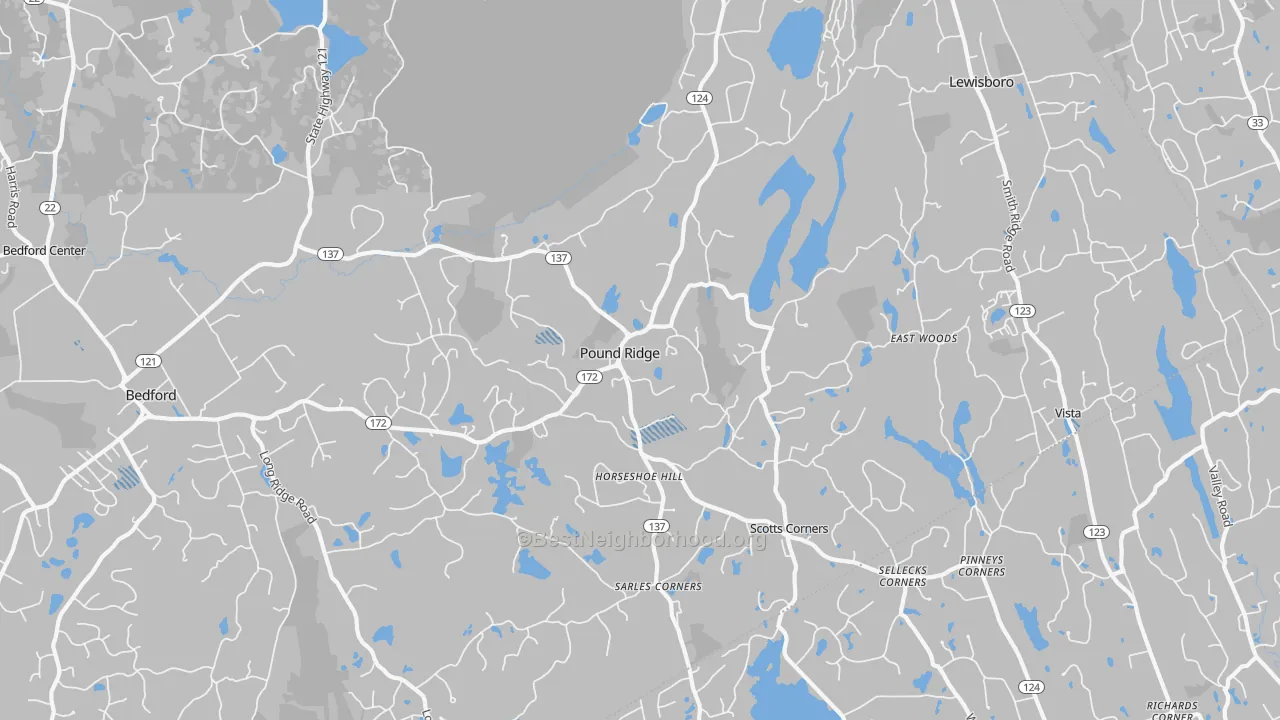 Transit Grade map of Pound Ridge, NY