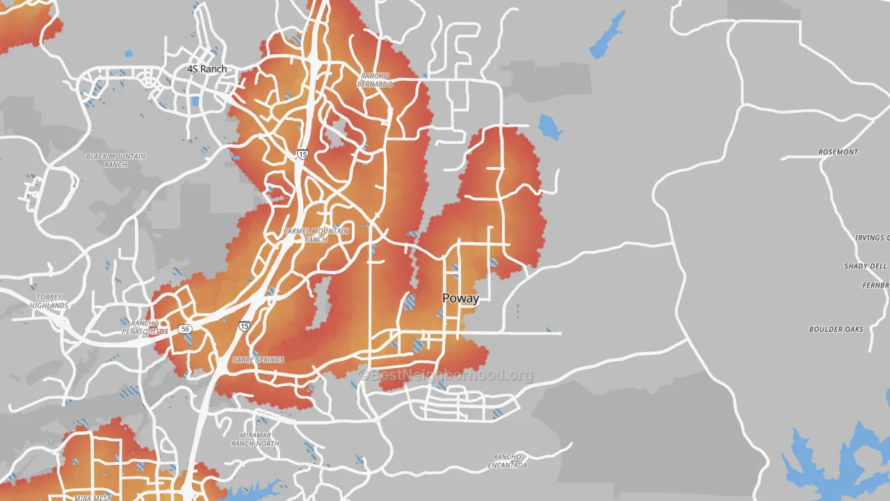 Transit Grade map of Poway, CA
