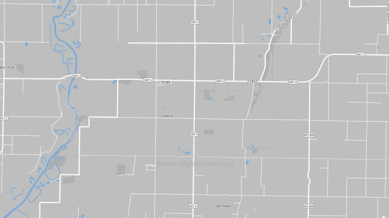 Transit Grade map of Powe, MO