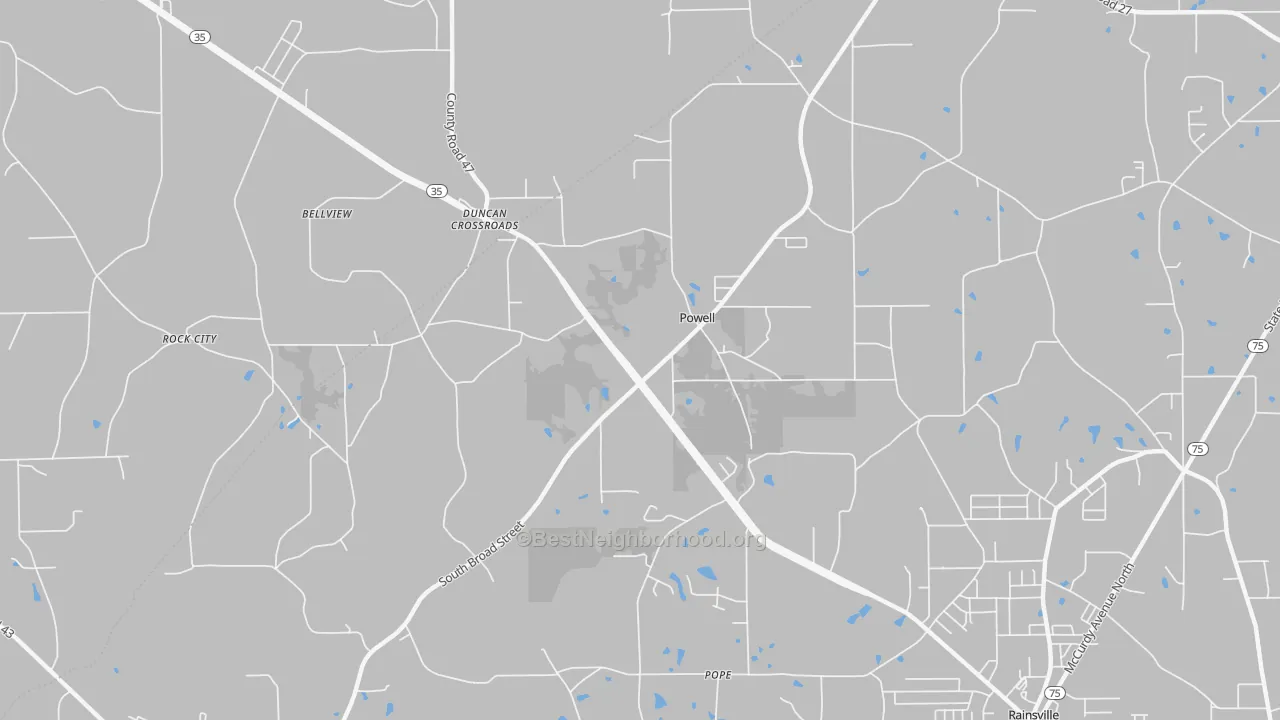 Transit Grade map of Powell, AL