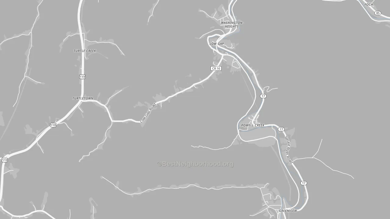Transit Grade map of Powell Creek, WV