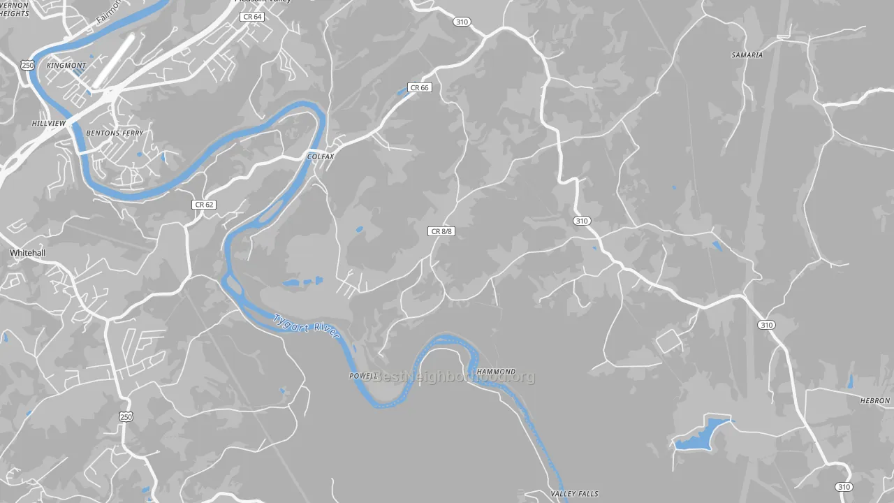 Transit Grade map of Powell, WV