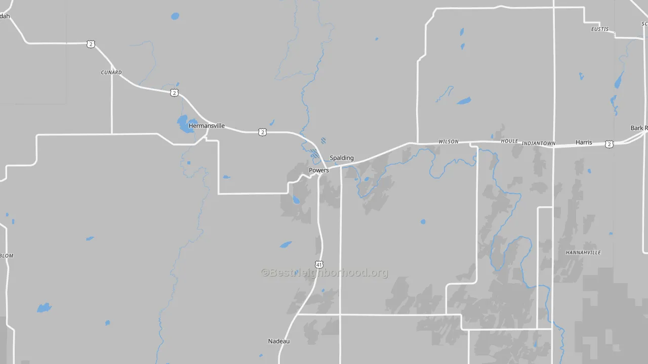 Transit Grade map of Powers, MI