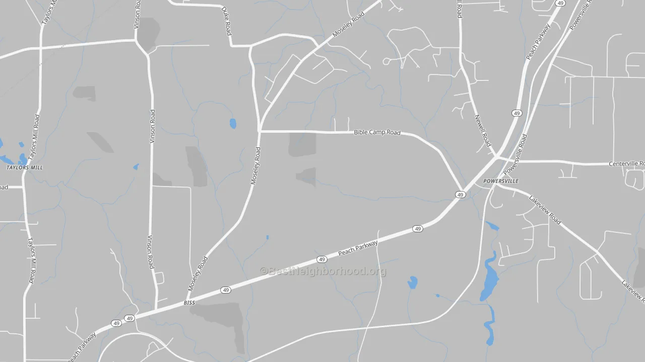Transit Grade map of Powersville, GA