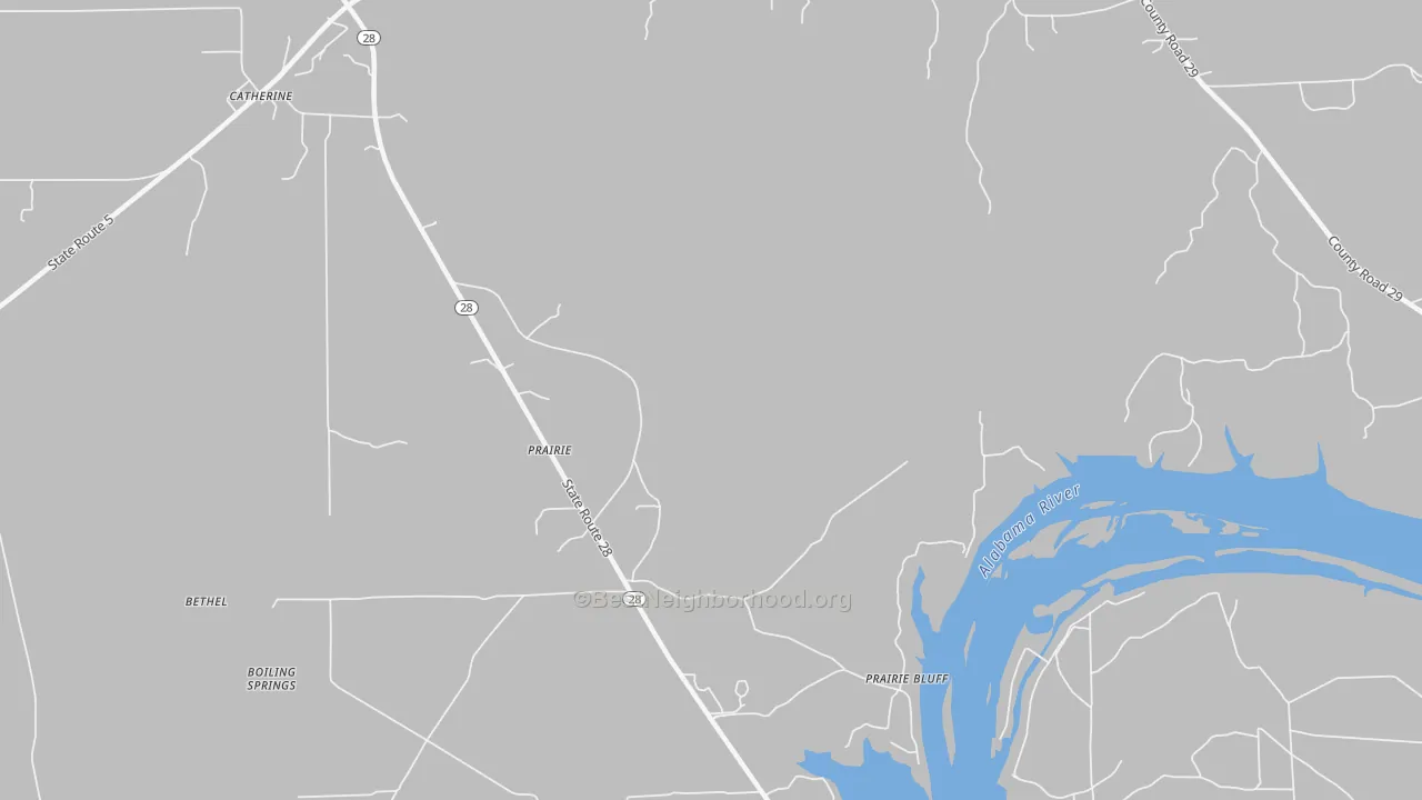 Transit Grade map of Prairie, AL
