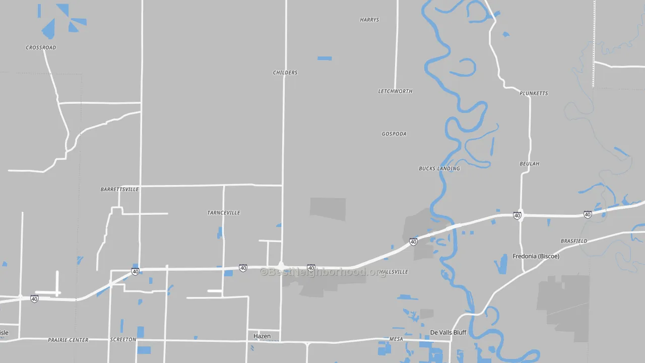 Transit Grade map of Prairie County, AR