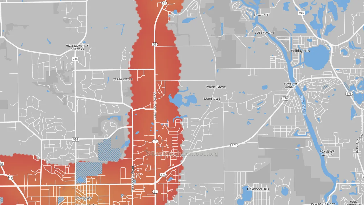 Transit Grade map of Prairie Grove, IL