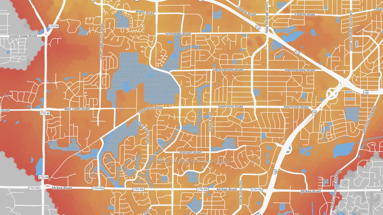 Transit Grade map of Prairie Hills, Madison, WI