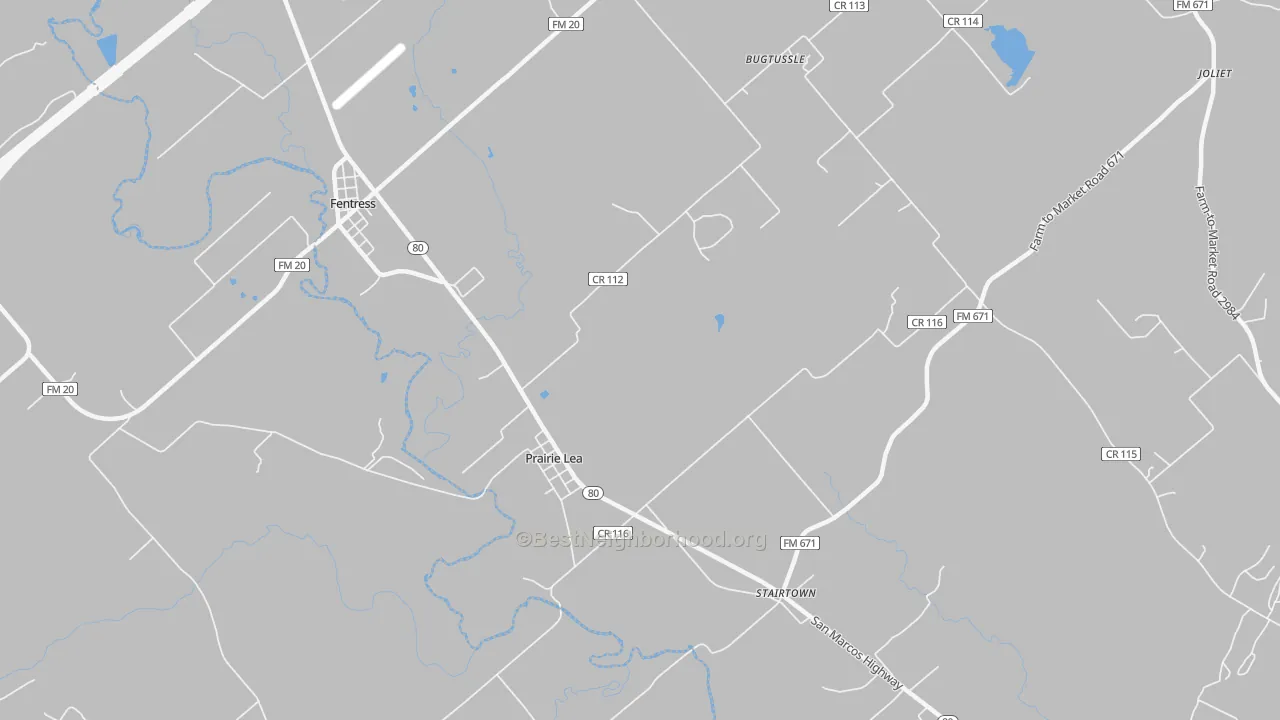 Transit Grade map of Prairie Lea, TX