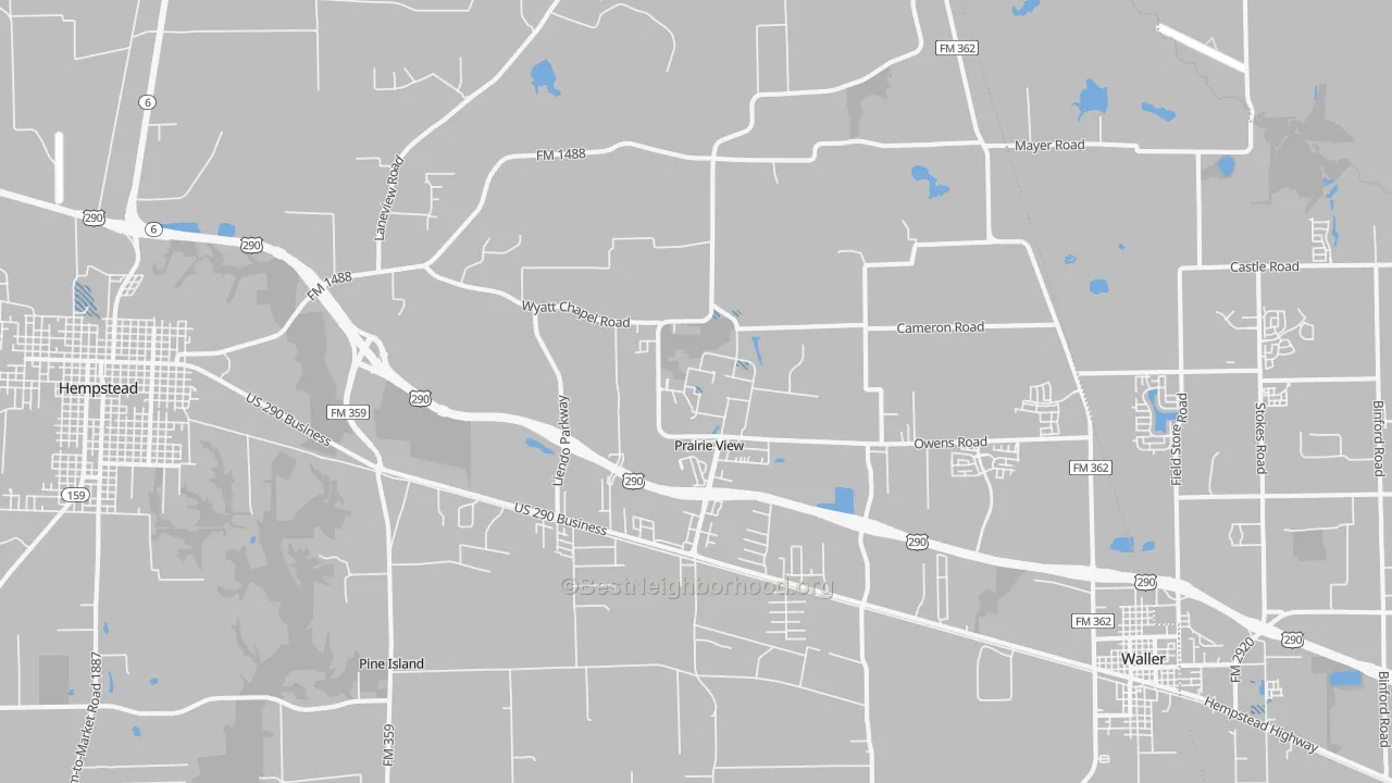 Transit Grade map of Prairie View, TX