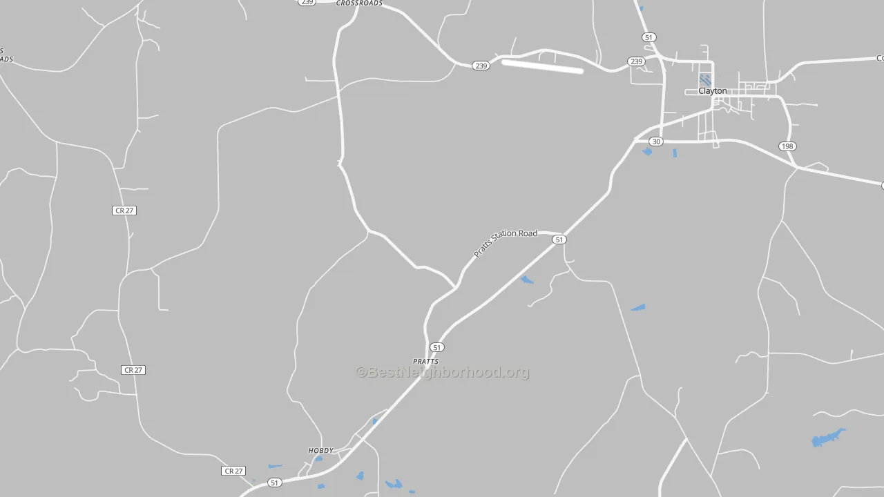 Transit Grade map of Pratts, AL