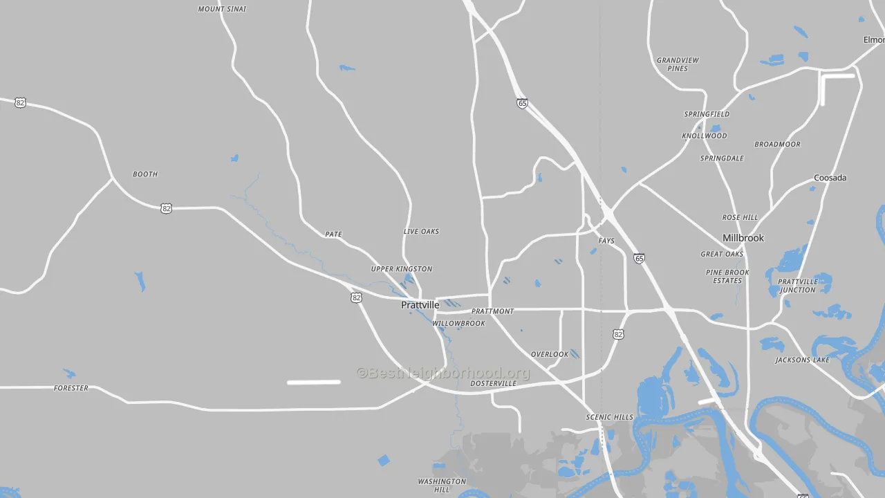 Transit Grade map of Prattville, AL