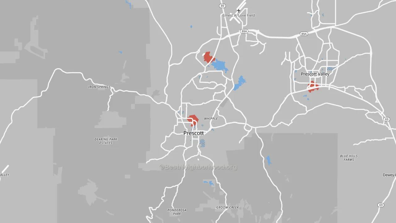 Transit Grade map of Prescott, AZ