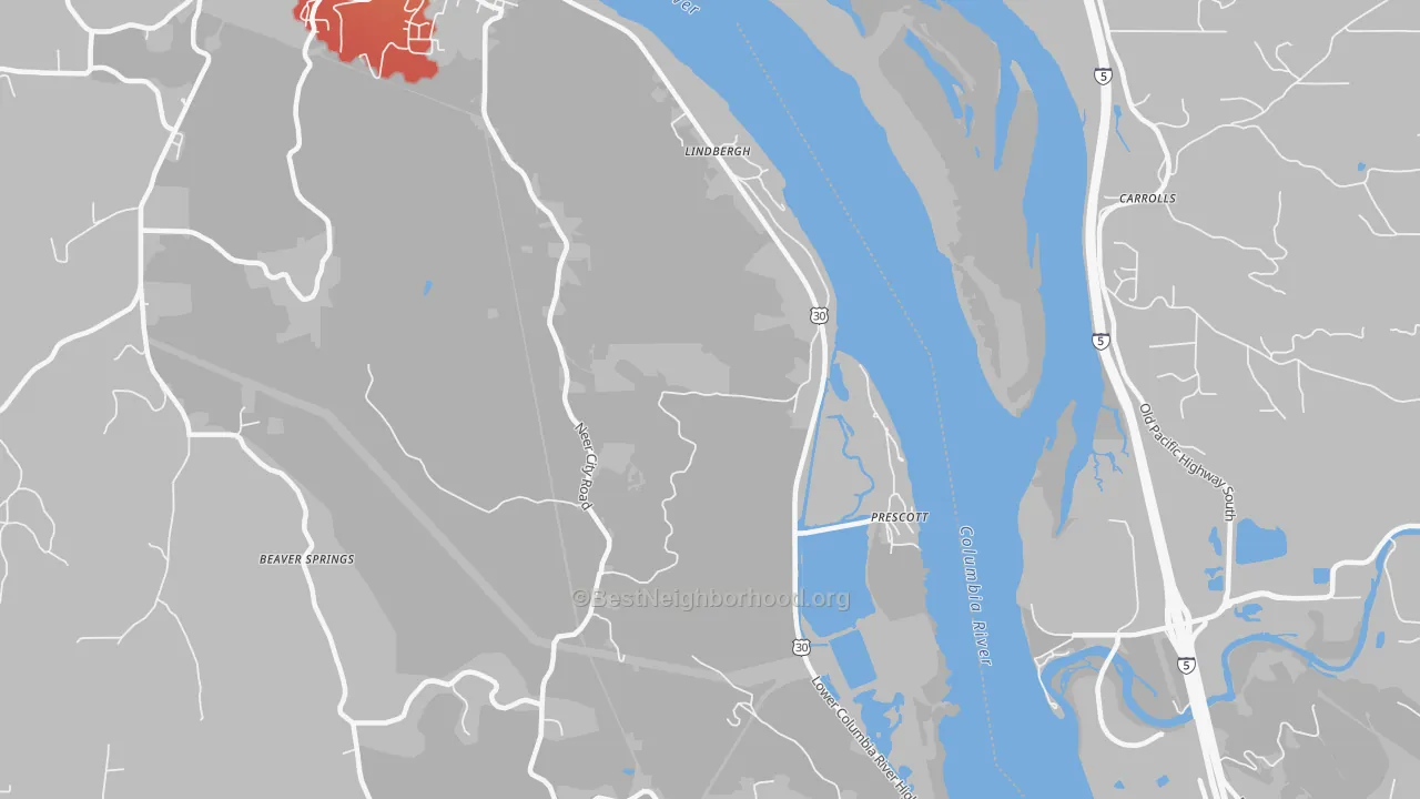 Transit Grade map of Prescott, OR