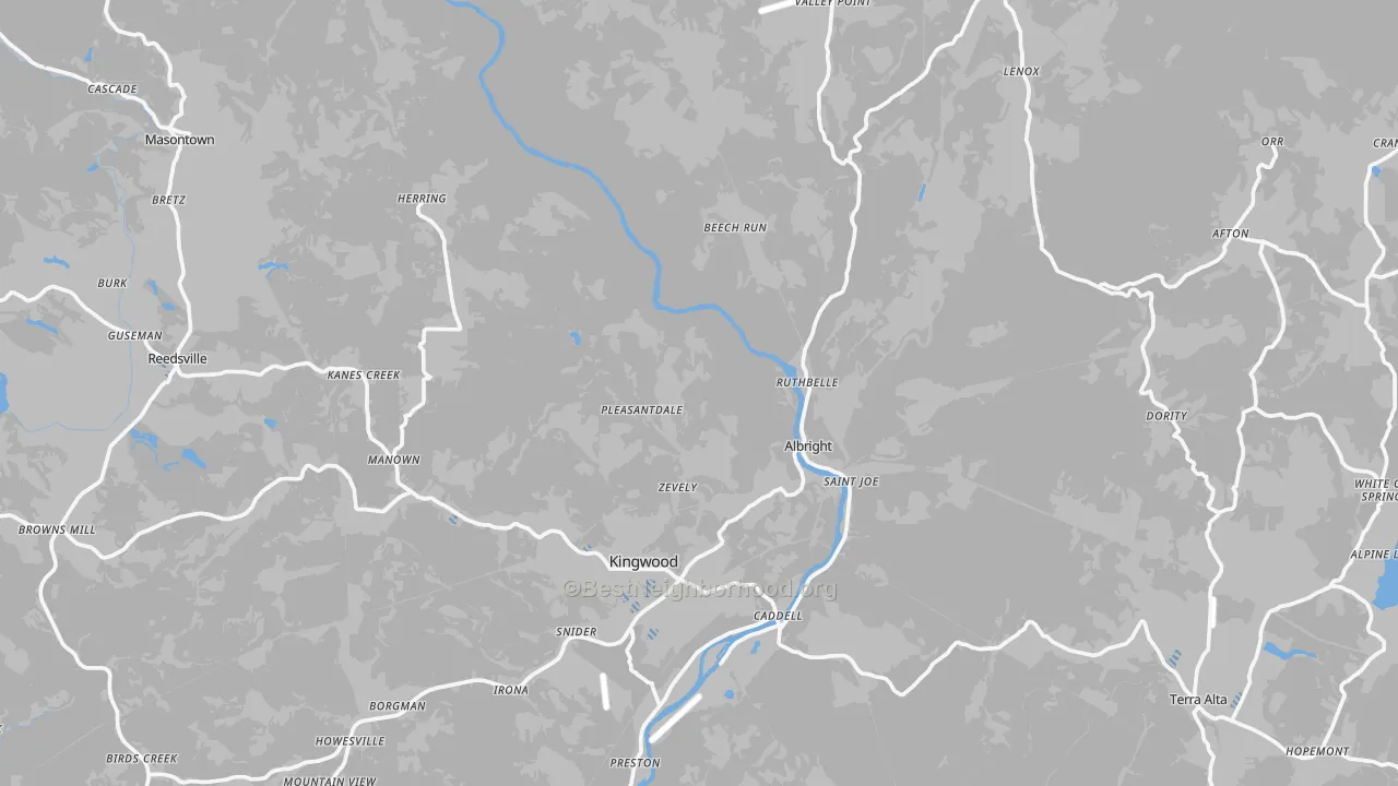 Transit Grade map of Preston County, WV