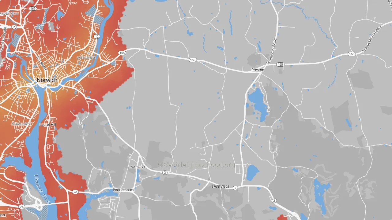 Transit Grade map of Preston, CT