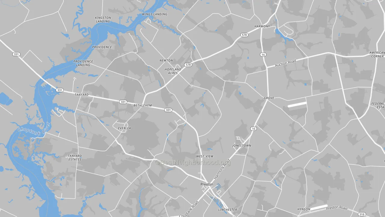 Transit Grade map of Preston, MD
