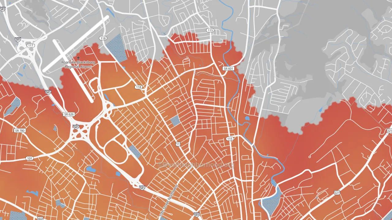 Transit Grade map of Preston Park, Roanoke, VA