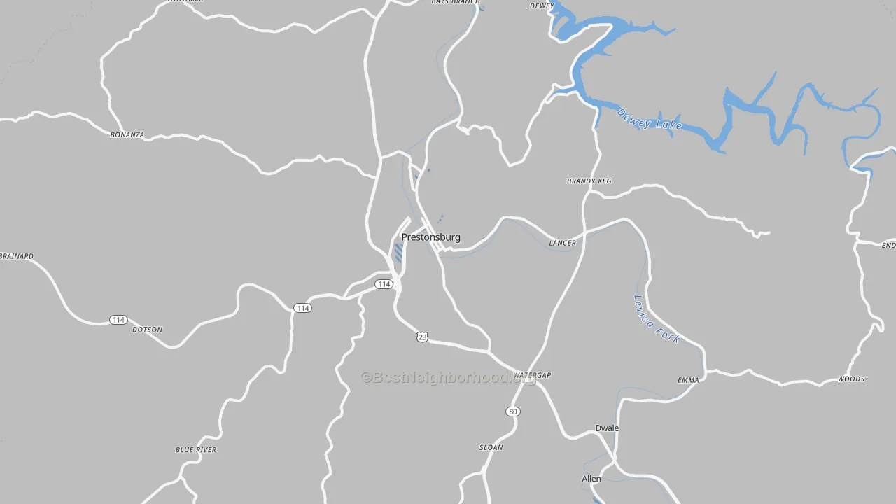 Transit Grade map of Prestonsburg, KY