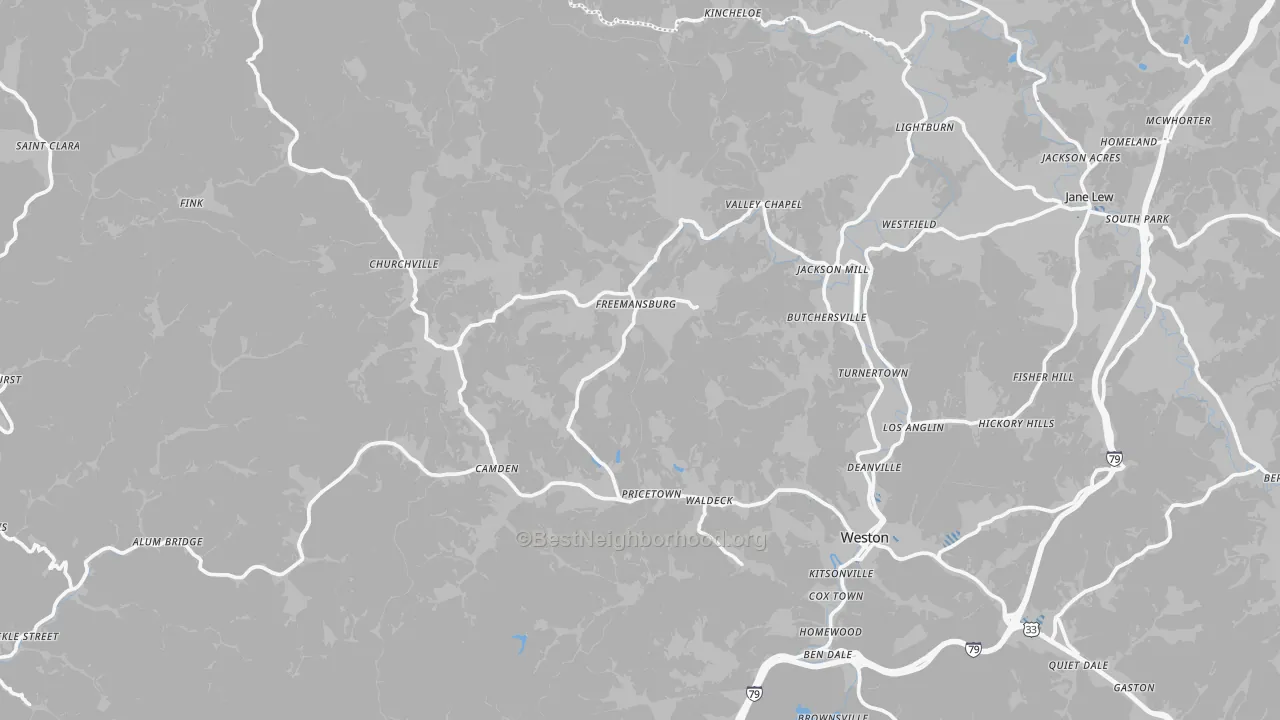 Transit Grade map of Pricetown, WV