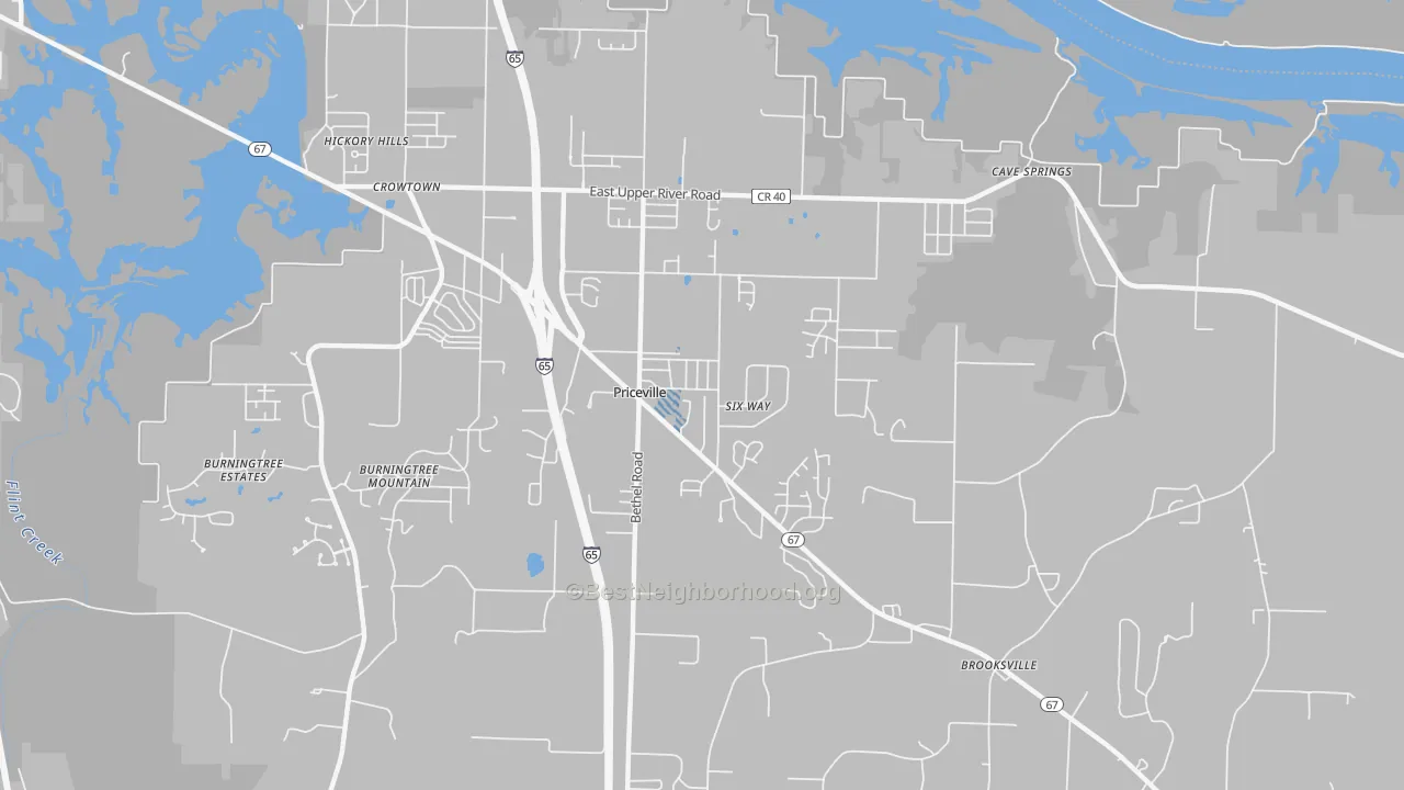 Transit Grade map of Priceville, AL