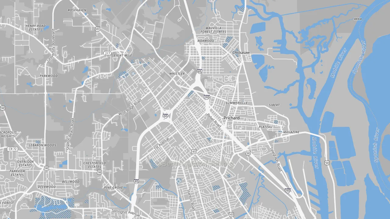Transit Grade map of Prichard, AL