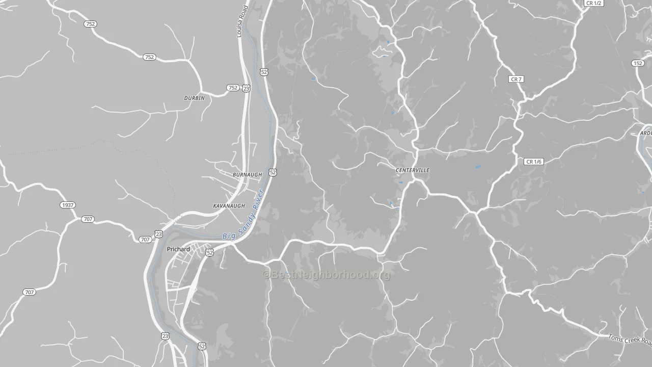 Transit Grade map of Prichard, WV