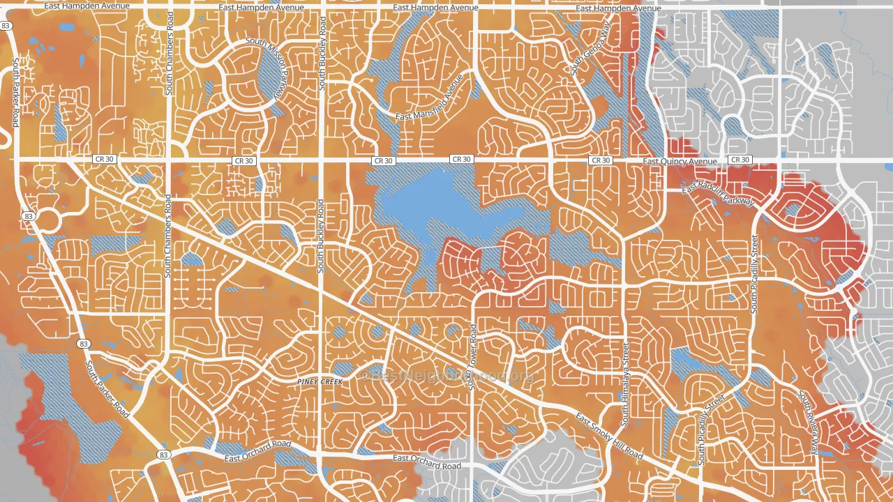 Transit Grade map of Prides Crossing, Aurora, CO