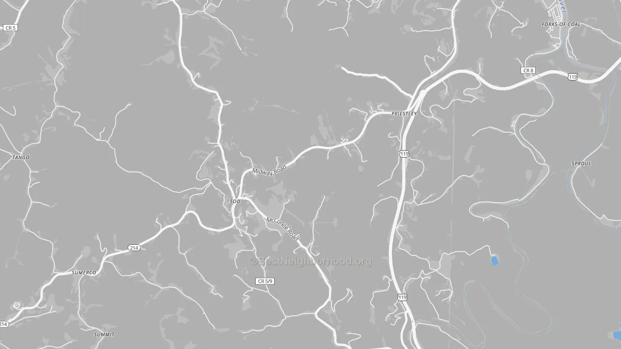Transit Grade map of Priestley, WV