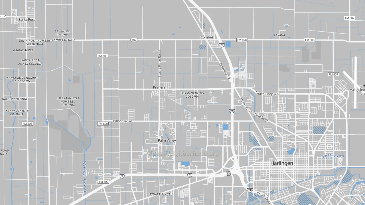Transit Grade map of Primera, TX