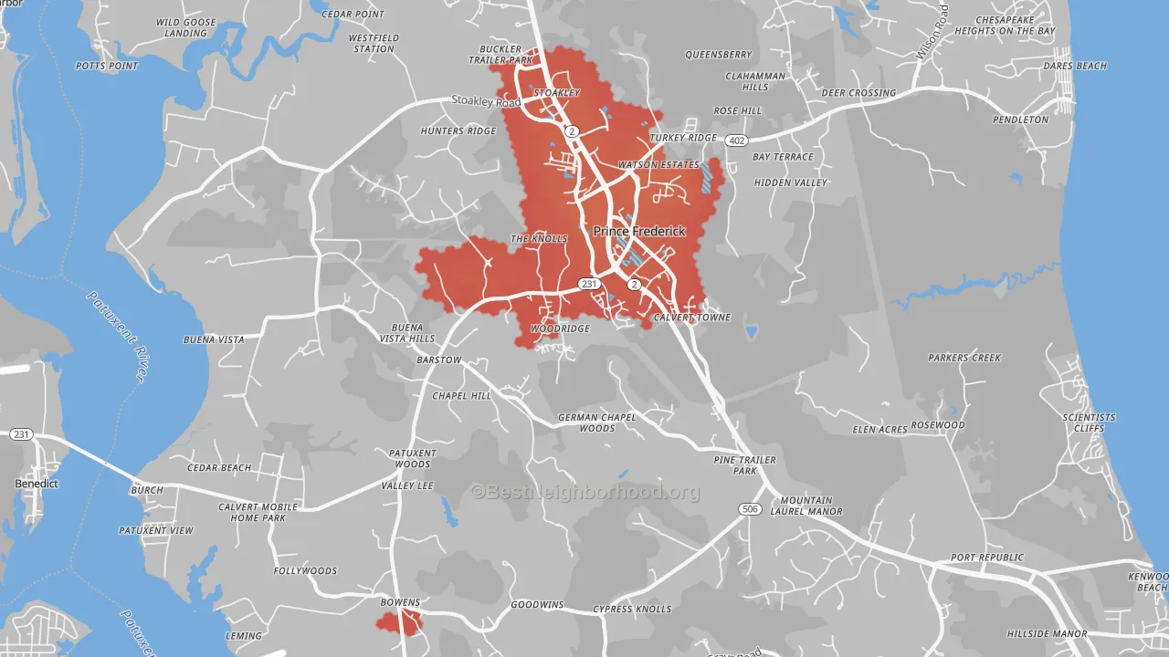 Transit Grade map of Prince Frederick, MD